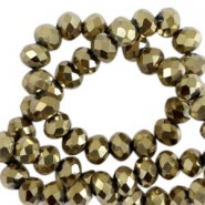 Top Facet kralen 3x2mm disc Antique gold metallic-pearl shine coating